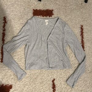 Gray Cropped Cardigan